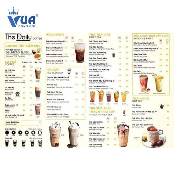 in menu trà sữa